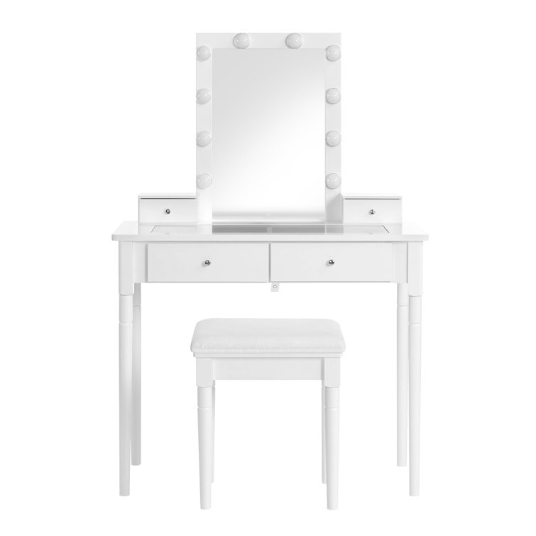 Marlow Home Co. Rugeley Dressing Table Set with Mirror & Reviews